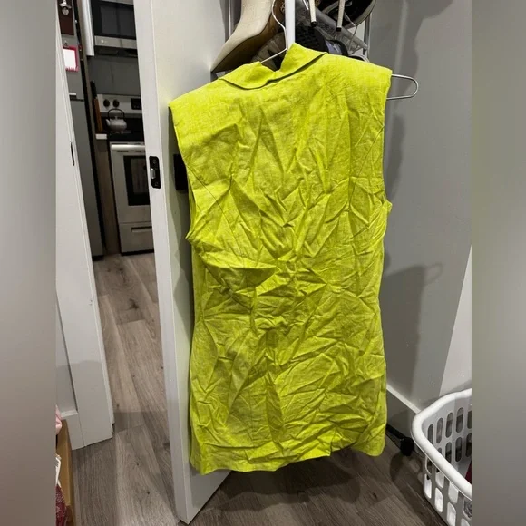 Bright green linen blazer strapless dress - Picture 4 of 4